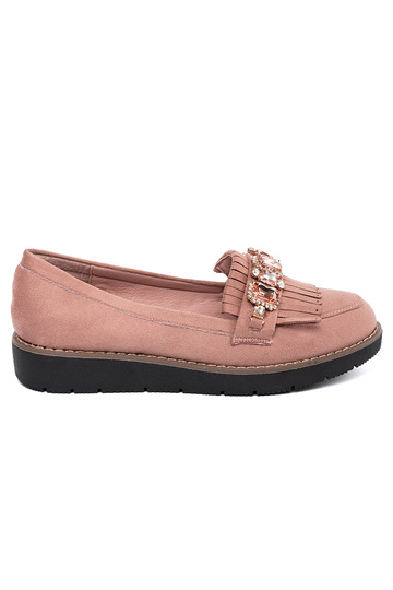 pink of suede INomens moccasins decorated Inith crystals 2