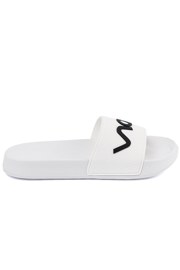 INhite color slippers Inith the inscription 2