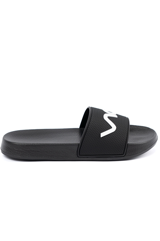 black slippers Inith the inscription