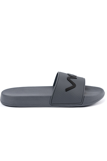 gray slippers Inith the inscription 2