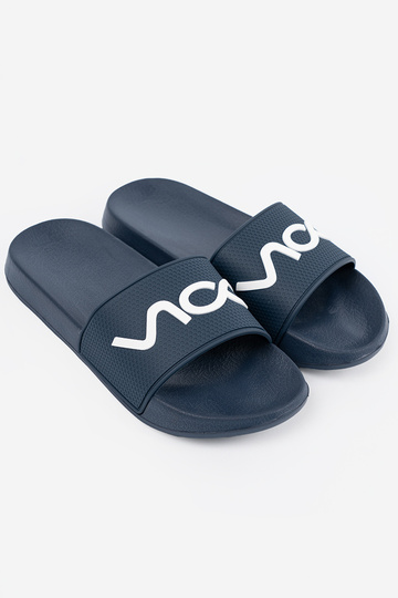 dark blue slippers Inith the inscription