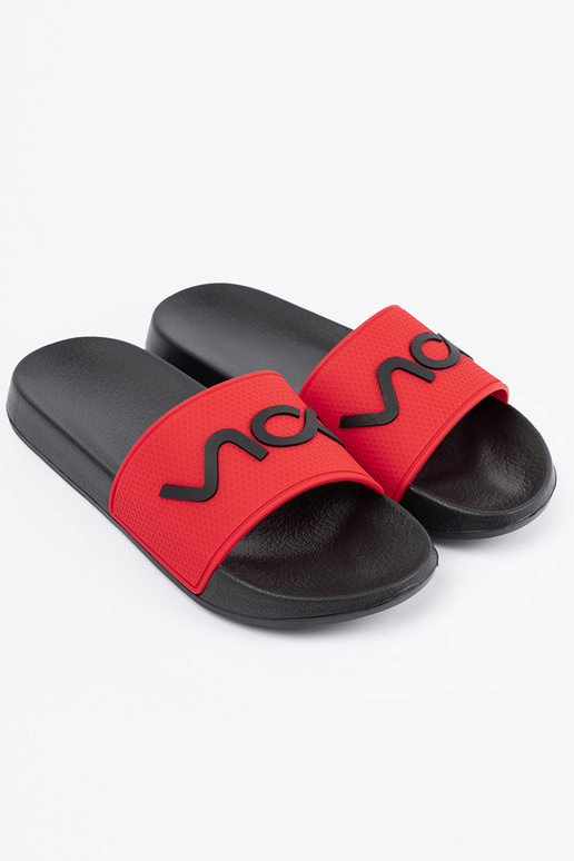 Black and-Red slippers Inith the inscription