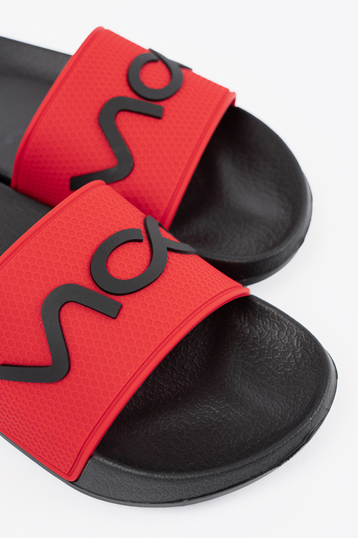 Black and-Red slippers Inith the inscription