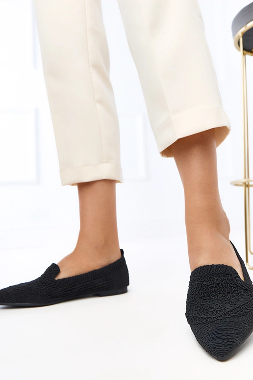 Czarne ażurowe balerinki damskie Gerania Czarne ażurowe balerinki damskie Gerania