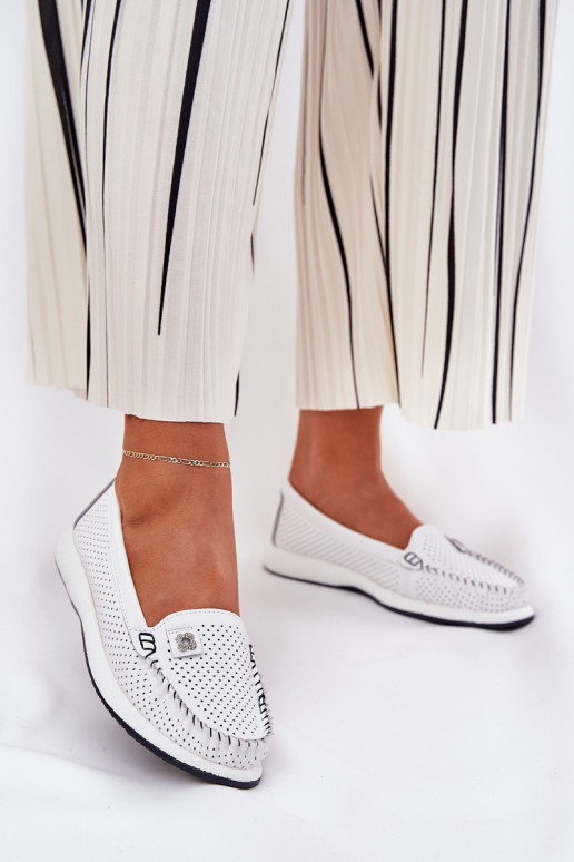 Ladies Leather Moccasins S.Barski LR51-673 White