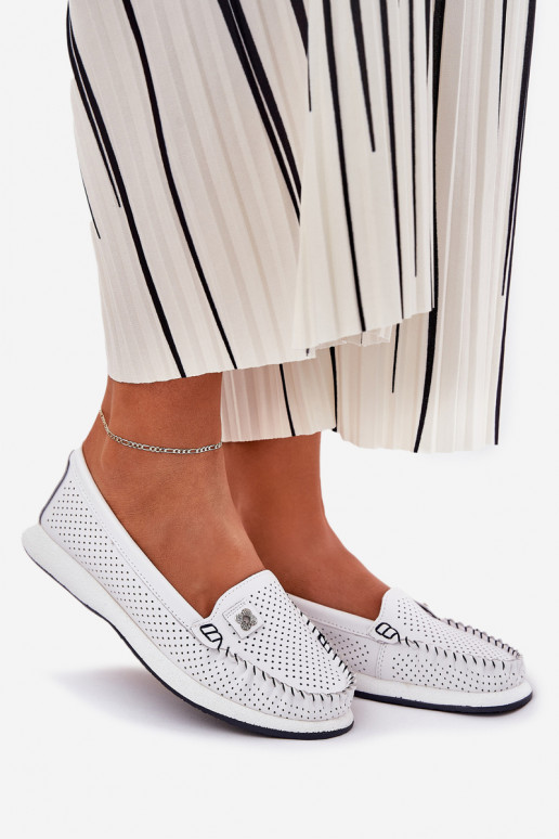 Ladies Leather Moccasins S.Barski LR51-673 White