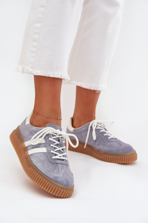 Suede Women's Sneakers On Platform Blue Venera