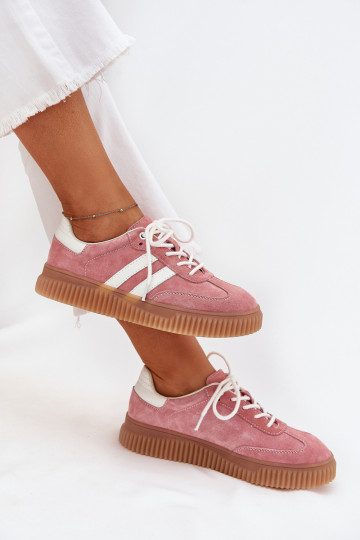 Women's Suede Sneakers On Platform Pink Venera