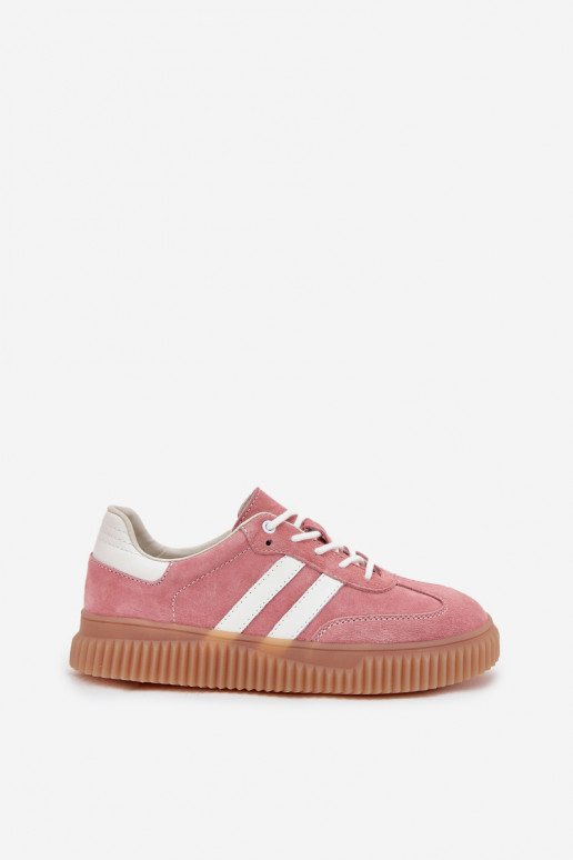 Women's Suede Sneakers On Platform Pink Venera