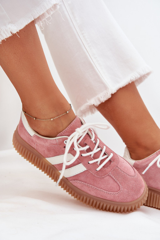 Women's Suede Sneakers On Platform Pink Venera