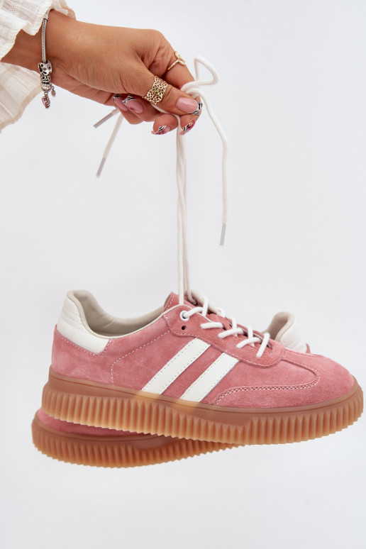 Women's Suede Sneakers On Platform Pink Venera