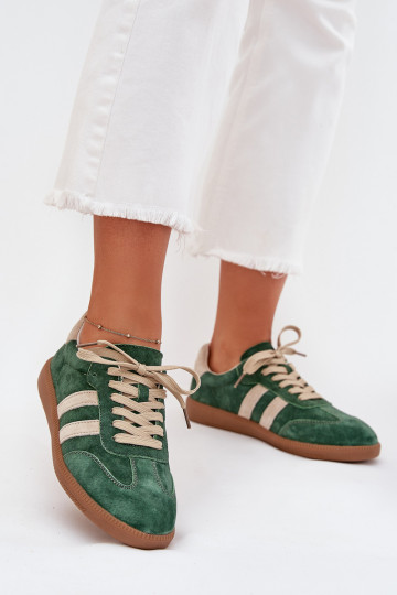 Women's Suede Sneakers Green Sirella 2