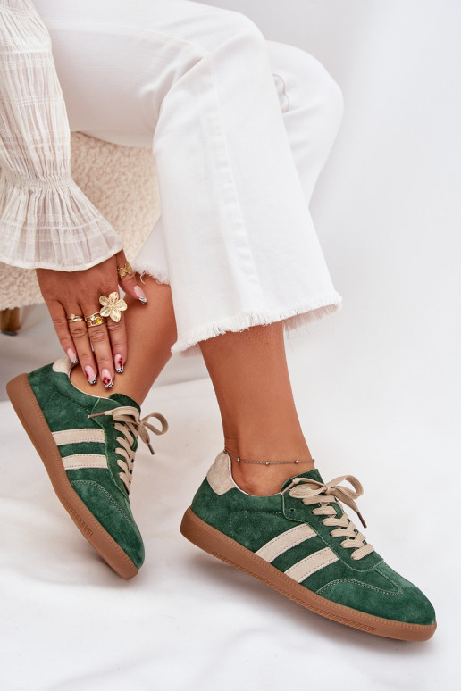 Women's Suede Sneakers Green Sirella