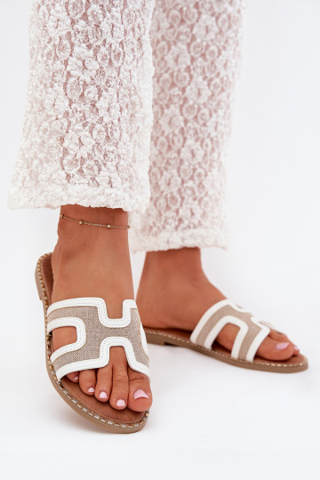 Women's flat heeled sandals white Vereya 2