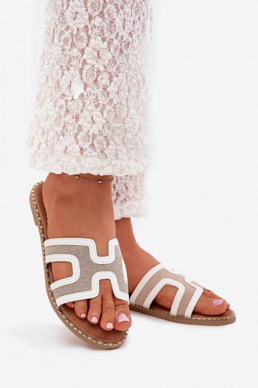 Women's flat heeled sandals white Vereya