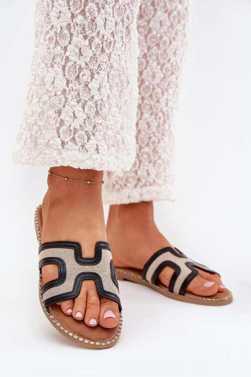 Klapki Damskie Na Płaskim Obcasie Czarne Vereya