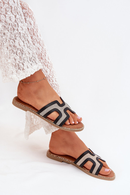 Klapki Damskie Na Płaskim Obcasie Czarne Vereya