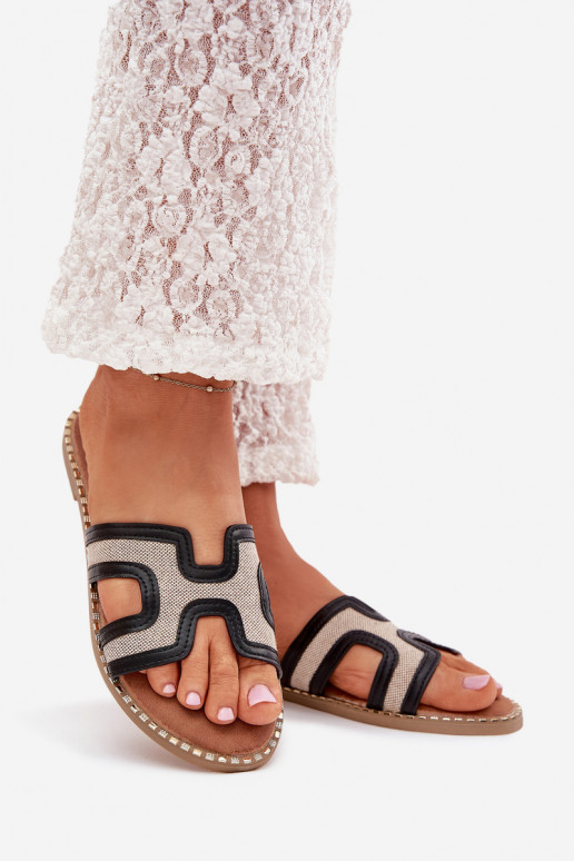 Klapki Damskie Na Płaskim Obcasie Czarne Vereya