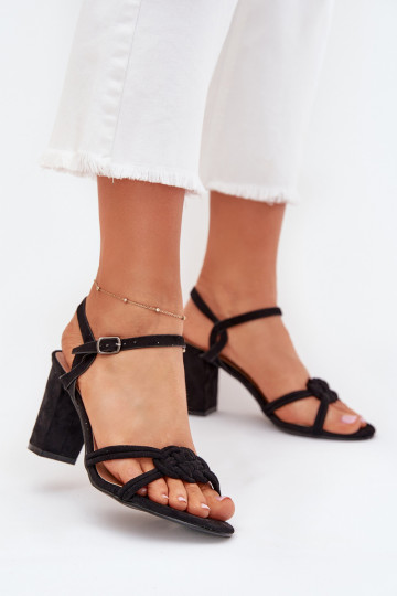 Ladies block heel sandals black Mavira