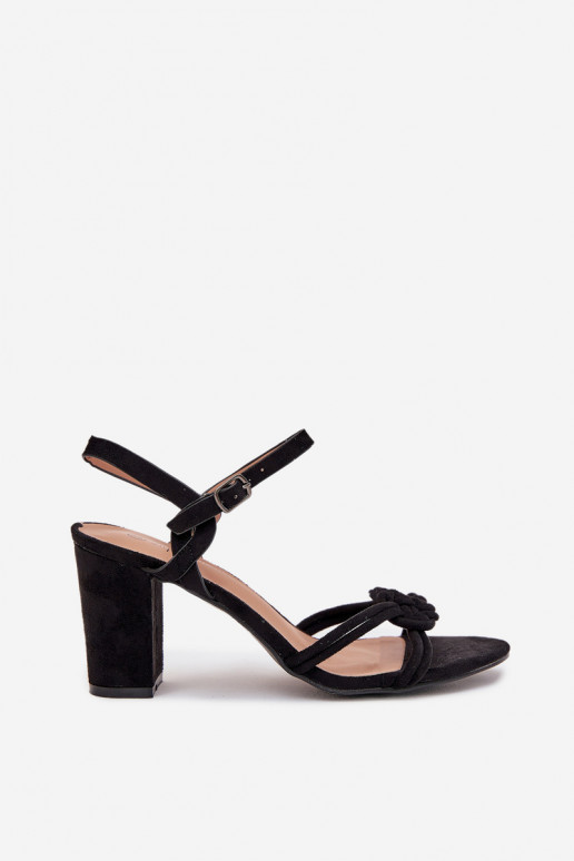 Ladies block heel sandals black Mavira
