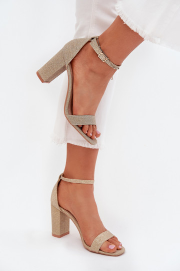Shiny Women's Heeled Sandals Gold Kavina 2