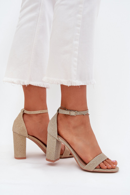 Shiny Women's Heeled Sandals Gold Kavina