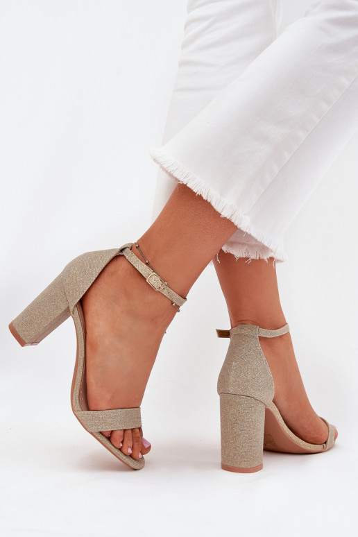 Shiny Women's Heeled Sandals Gold Kavina