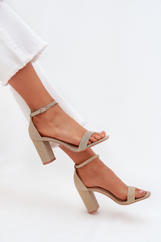 Shiny Women's Heeled Sandals Gold Kavina