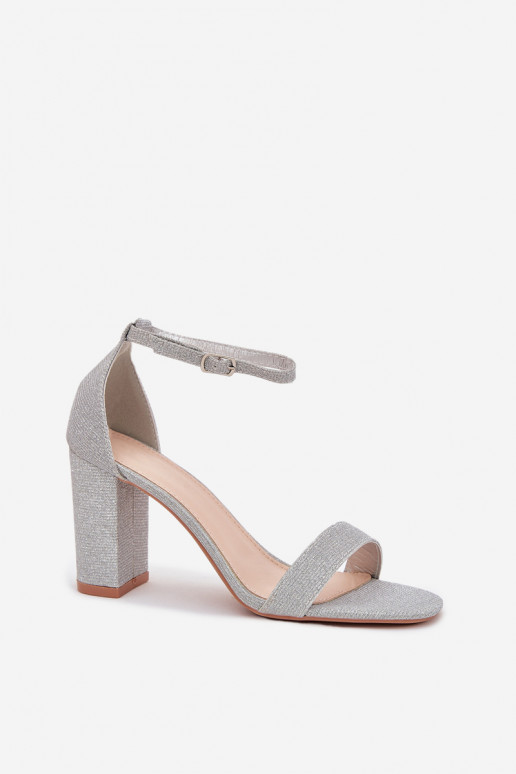 Shiny Women's Heeled Sandals Silver Kavina