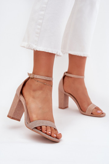 Shiny Women's Heeled Sandals Rose Gold Kavina 2