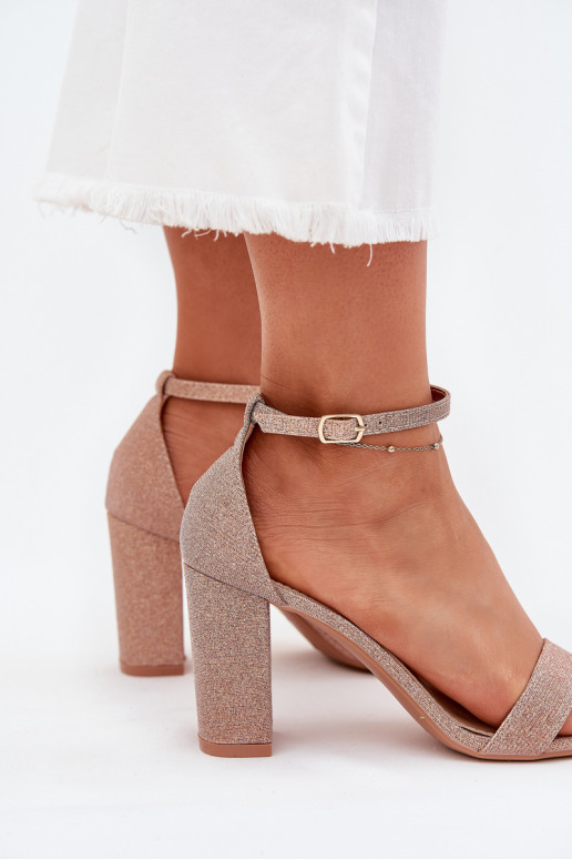 Shiny Women's Heeled Sandals Rose Gold Kavina