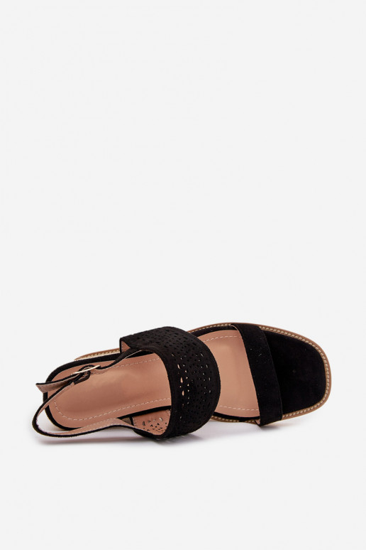 Ladies Openwork Wedge Sandals Black Zolira