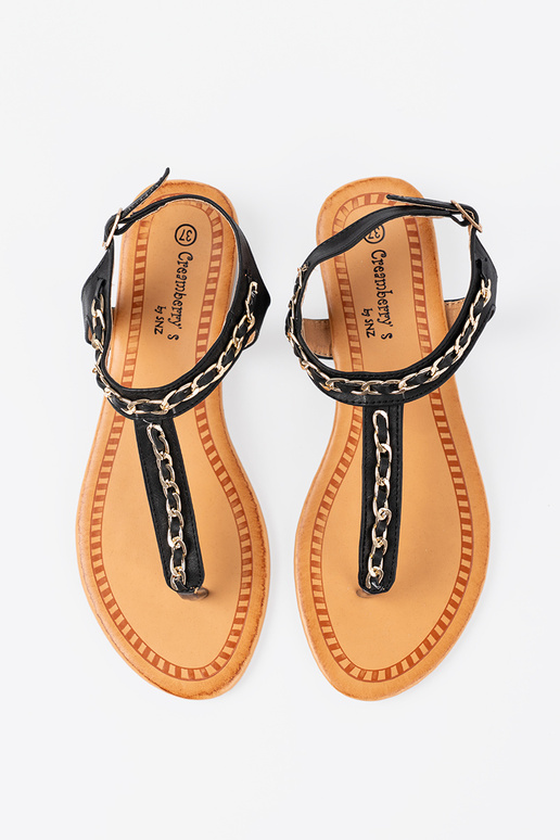 sandals z ozdobnym łańcuszkiem flat