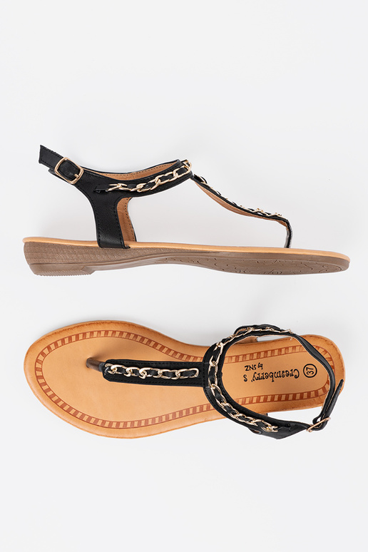 sandals z ozdobnym łańcuszkiem flat