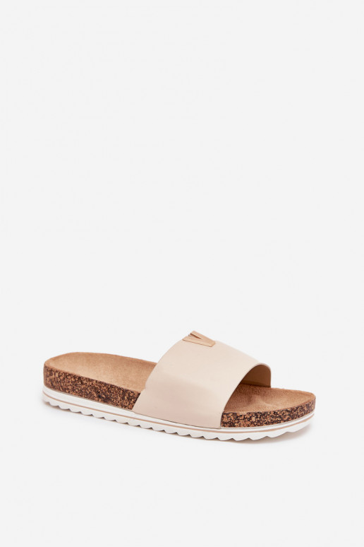 Women's sandals on cork platform with decorative detail beige Vessira Women's sandals on cork platform with decorative detail beige Vessira