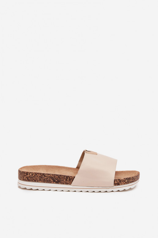 Women's sandals on cork platform with decorative detail beige Vessira Women's sandals on cork platform with decorative detail beige Vessira