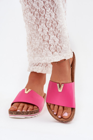 Ladies sandals on cork platform with decorative detail fuchsia Vessira