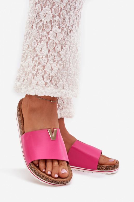 Klapki Damskie Na Korkowej Platformie Z Ozdobnym Detalem Fuksja Vessira