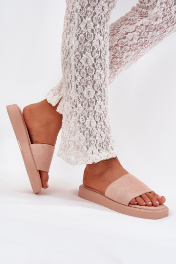Women's Platform Slippers Made Of Eco Suede Dirty Pink Jorina 2