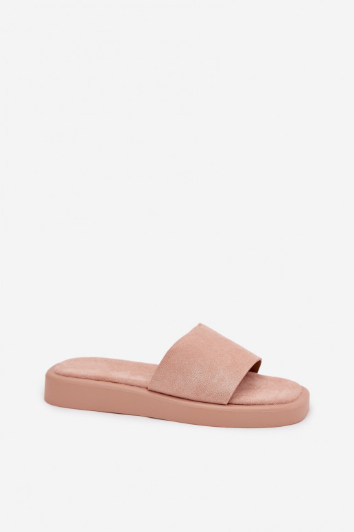Women's Platform Slippers Made Of Eco Suede Dirty Pink Jorina