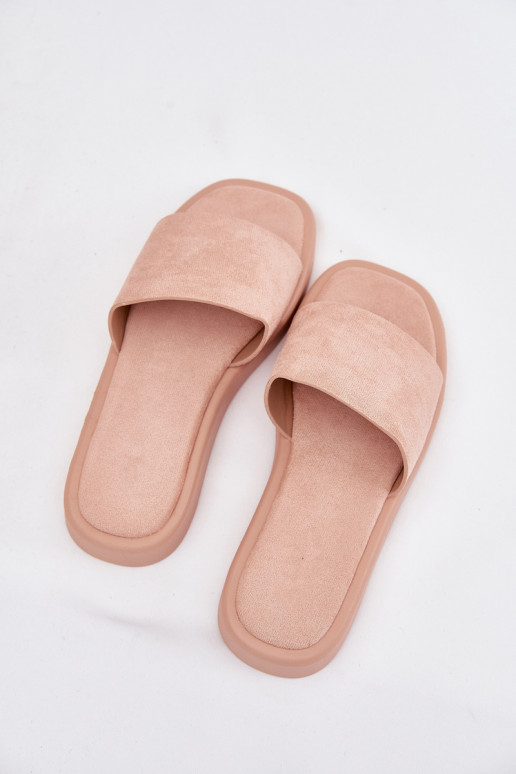 Women's Platform Slippers Made Of Eco Suede Dirty Pink Jorina