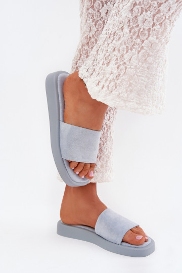 Ladies Platform Sandals Made Of Eco Suede Light Blue Jorina