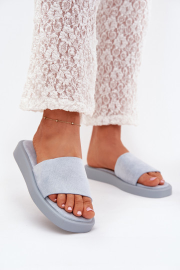 Ladies Platform Sandals Made Of Eco Suede Light Blue Jorina 2