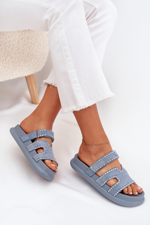 Women's sandals with decoration on the platform blue Delyna
