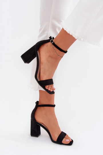 Ladies Heeled Sandals Made Of Eco Suede Black Elirae 2