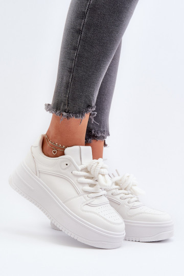 copy of Sneakersy Damskie Na Platformie Eko Skóra Białe Vhisper