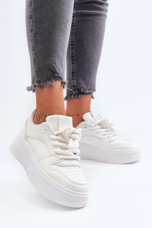 copy of Sneakersy Damskie Na Platformie Eko Skóra Białe Vhisper