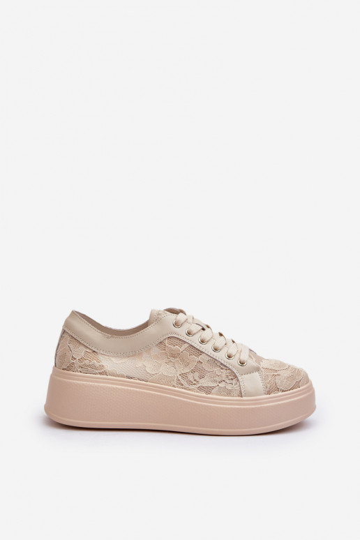 copy of Lace Sneakers Women's On Platform S.Barski HY025 Beige