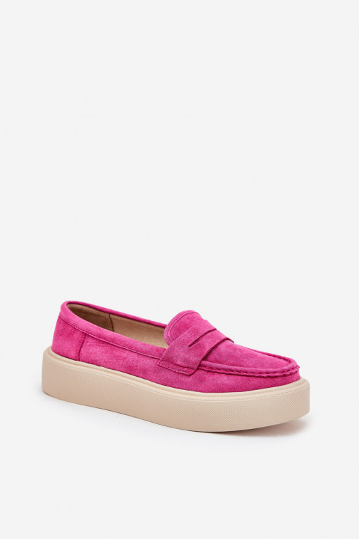 Women's Suede Moccasins On Platform Vinceza 79535 Fuchsia