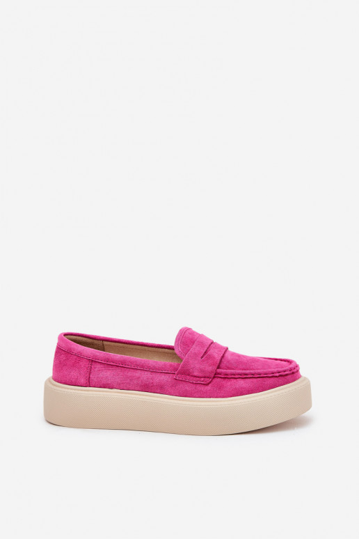 Women's Suede Moccasins On Platform Vinceza 79535 Fuchsia